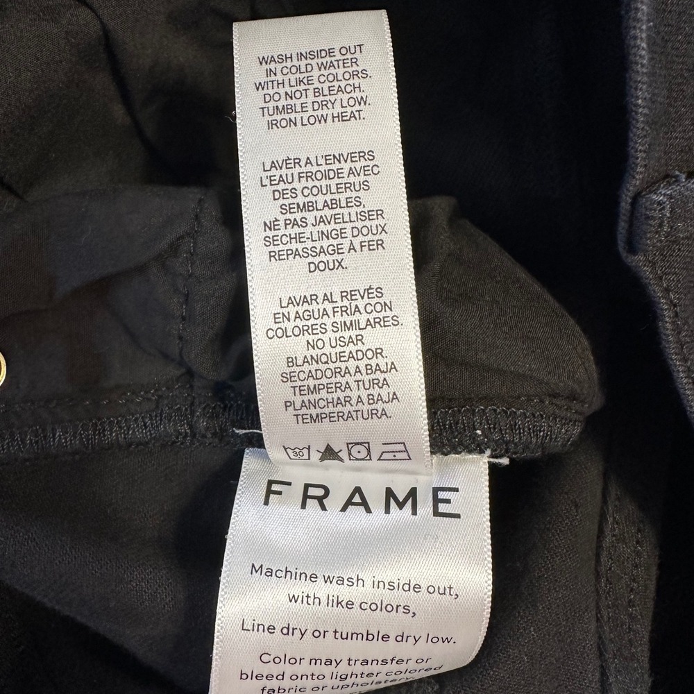FRAME Denim Black 'Le Vintage' Bermuda Jean Shorts Frayed Raw-Edge Hem NWT 29 - Picture 10 of 11